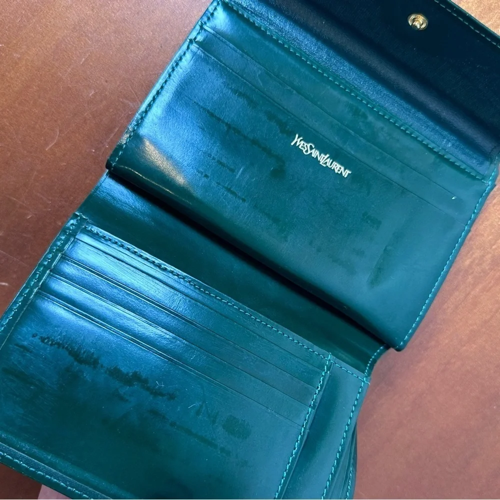 Yves Saint Laurent Green Leather Clutch
